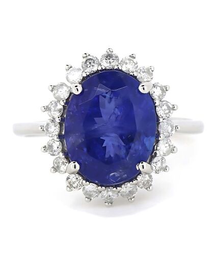 "Wholesaler Closing Down Must Be Sold" 14K White Gold, Tanzanite and Diamond, Vintage Style Halo Ring