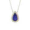 "Wholesaler Closing Down Must Be Sold" 14K Yellow Gold, 6.07ct Tanzanite and Diamond, Pear Shaped Halo Pendant Necklace