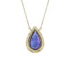 "Wholesaler Closing Down Must Be Sold" 14K Yellow Gold, 6.07ct Tanzanite and Diamond, Pear Shaped Halo Pendant Necklace - 4