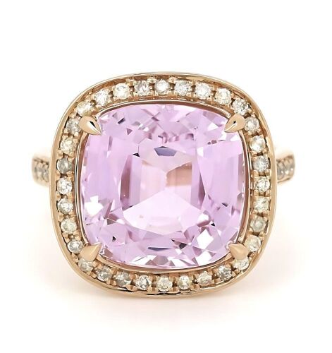 "Wholesaler Closing Down Must Be Sold" 14K Rose Gold, 9.79ct Kunzite and Diamond, Halo Cocktail Ring