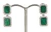 "Wholesaler Closing Down Must Be Sold" 14K White Gold, Emerald and Diamond, Double Drop Earrings