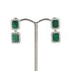 "Wholesaler Closing Down Must Be Sold" 14K White Gold, Emerald and Diamond, Double Drop Earrings - 2