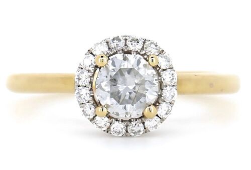 "Wholesaler Closing Down Must Be Sold" 18K Yellow & White Gold, Diamond Halo Ring