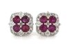 "Wholesaler Closing Down Must Be Sold" 14K White Gold, 0.80ct TSW Burmese Ruby and Diamond, Stud Earrings