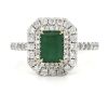 "Wholesaler Closing Down Must Be Sold" 14K White Gold, Emerald and Diamond, Double Halo Ring