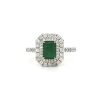 "Wholesaler Closing Down Must Be Sold" 14K White Gold, Emerald and Diamond, Double Halo Ring - 2