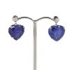 "Wholesaler Closing Down Must Be Sold" 14K Rose Gold, Tanzanite and Diamond, Heart Drop Stud Earrings - 2