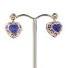 "Wholesaler Closing Down Must Be Sold" 14K Rose Gold, Tanzanite and Diamond, Heart Drop Stud Earrings - 4