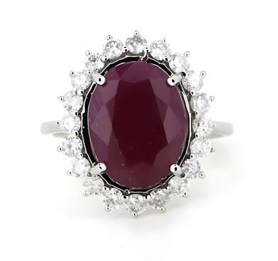 "Wholesaler Closing Down Must Be Sold" 14K White Gold, Ruby and Diamond, Vintage Style Halo Ring