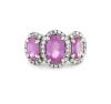 "Wholesaler Closing Down Must Be Sold" 14K White Gold, Pink Sapphire and Diamond, Halo Trilogy Ring - 2