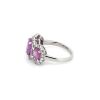 "Wholesaler Closing Down Must Be Sold" 14K White Gold, Pink Sapphire and Diamond, Halo Trilogy Ring - 4