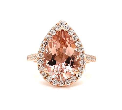 "Fiery Love" Morganate and Diamond ring set in 18ct rose gold