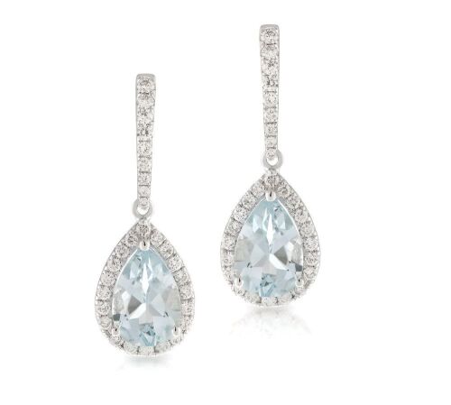 "Aqua Love" 18K White Gold Aquamarine earrings