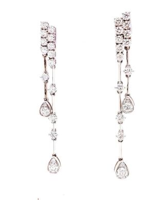 "Eden Cascade" Diamond Earrings in 18K White Gold