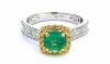 18k white gold Emerald and Diamond Ring Round Brilliant