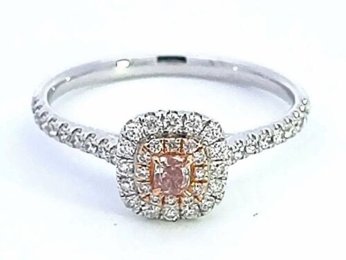 18k White Gold ring with Round Brilliant Pink Diamond & 47 Stones