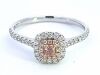 18k White Gold ring with Round Brilliant Pink Diamond & 47 Stones