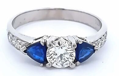 18K White gold Sapphire and Dimond Ring