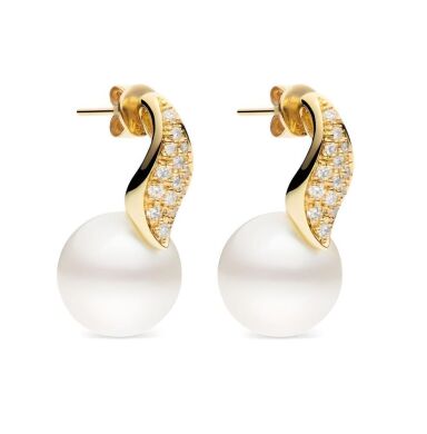 Pearl and Diamond Earrings 18ct Yellow Gold - Elizabeth