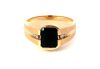 Black Onyx and Diamond Man's Ring in 14K Yellow Gold
