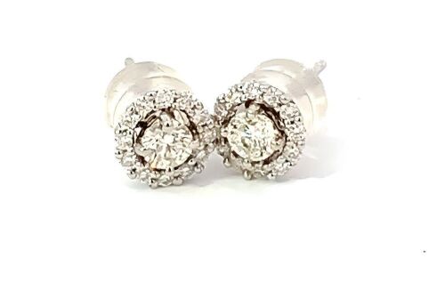 "Wholesaler Closing Down Must Be Sold" 18K White gold Diamond Halo Studs Earrings