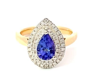"Wholesaler Closing Down Must Be Sold" 18K Gold Blue Tanzanite and Diamond Ring