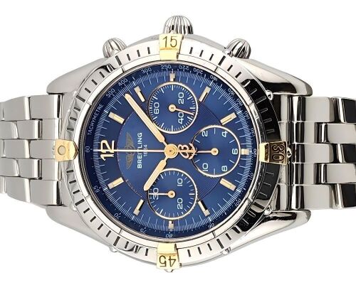 Breitling Chrono Cockpit Blue Two Tone Chronograph 37mm -1990s