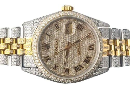 36MM TWO TONE CUSTOM DIAMOND DIAL CASE AND BRACELET #MK1263