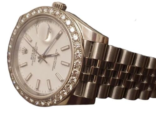 UNRESERVED - ROLEX DATEJUST , DIAMOND BEZEL 3CT WHITE DIAL JUBILEE,