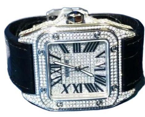 CARTIER SANTOS ICED OUT 100XL WATCH