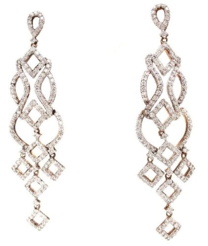 Diamond Heart Chandelier Earrings set in 18 ct Gold