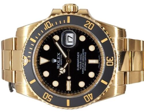 Rolex 116618LN Submariner Date 18k Yellow Gold Sub 2011 Box & Papers