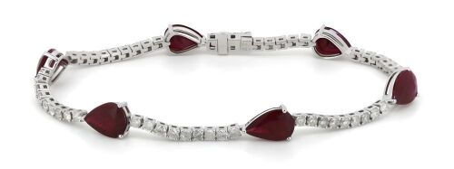 14K White Gold, Ruby and Diamond, Bracelet