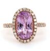 14K Rose Gold, Kunzite and Diamond, Vintage Style Halo Ring