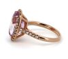 14K Rose Gold, Kunzite and Diamond, Vintage Style Halo Ring - 2