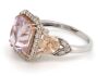 14K White Gold, Kunzite and Diamond, Halo Ring - 2