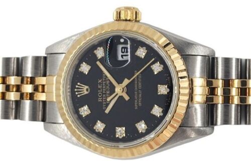 Rolex 69173G Two Tone Black Diamond Dial 26mm