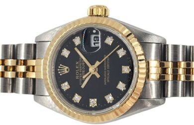 Rolex 69173G Two Tone Black Diamond Dial 26mm