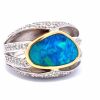 "Retailer Liquidation Brand New" Platinium,18K Yellow Gold, Opal and Diamond Ring - 2