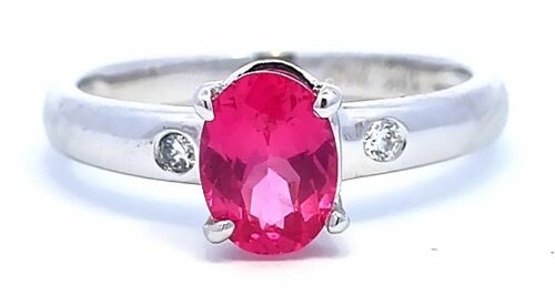 "Retailer Liquidation" Spinel and Diamond 18K White gold Ring