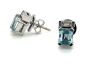 18ct White gold earrings - Aquamarine & baguette Diamonds - 3