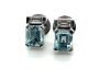 18ct White gold earrings - Aquamarine & baguette Diamonds - 4