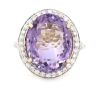 14K Yellow Gold, 12.85ct Amethyst and Diamond, Statement Halo Ring