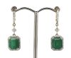 14K Yellow Gold, Emerald and Diamond Earrings