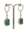 14K Yellow Gold, Emerald and Diamond Earrings - 2