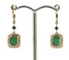 14K Yellow Gold, Emerald and Diamond Earrings - 3