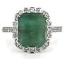 14K White Gold, Emerald and Diamond, Halo Ring