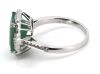 14K White Gold, Emerald and Diamond, Halo Ring - 2