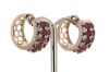 14K Rose Gold, Pink Sapphire and Diamond, Huggie Style Earrings - 2