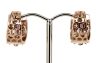 14K Rose Gold, Pink Sapphire and Diamond, Huggie Style Earrings - 3